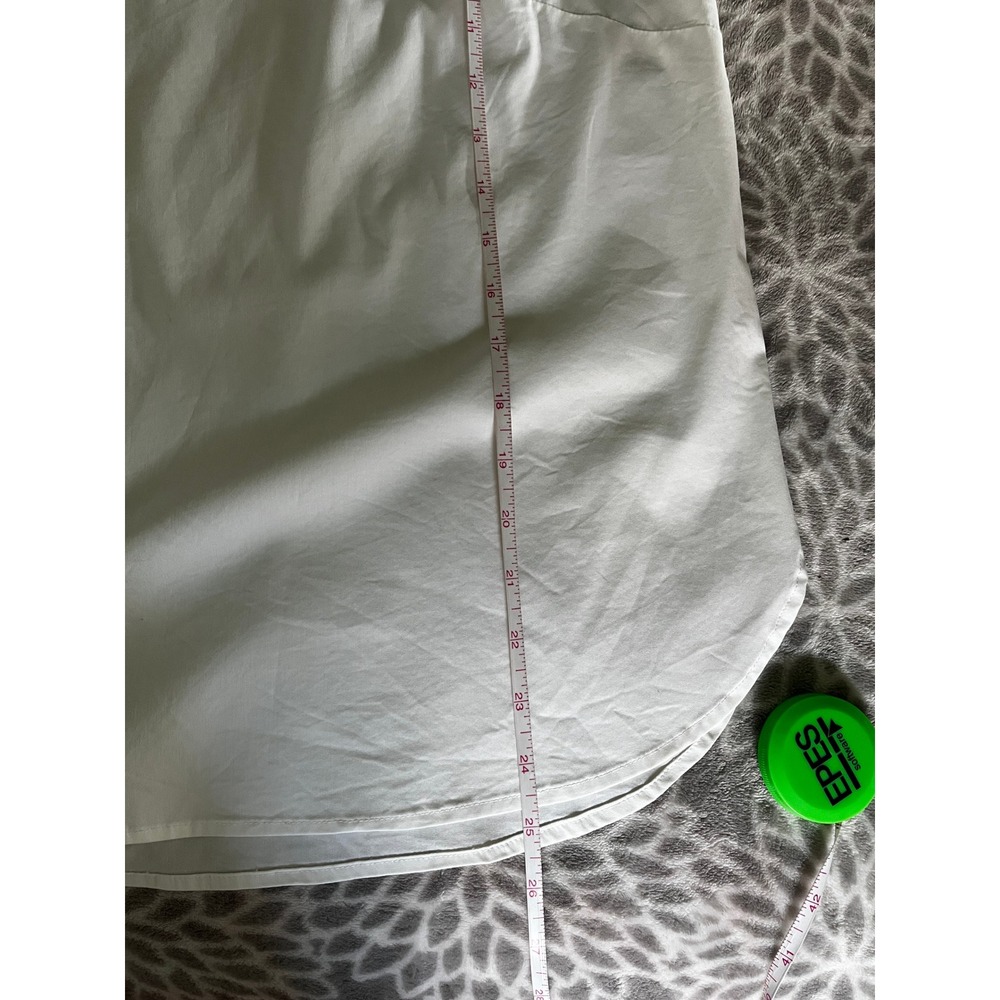 Smocked Ruffle Sleeve Blouse Medium MP White Shirt Minimalist Boho Chic Office - Picture 6 of 8